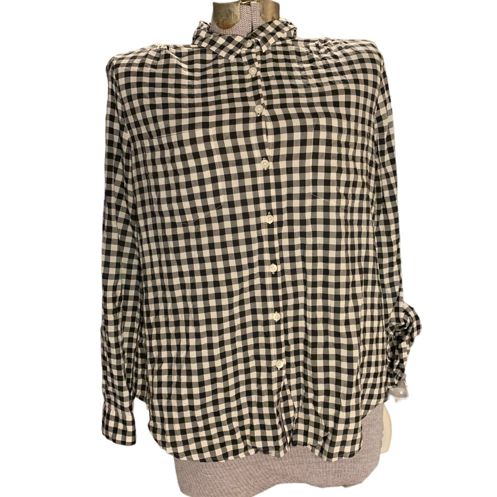 Ann Taylor Factory gingham button down collared shirt
